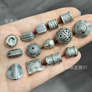 Shanxi Cũ Bạc Retro với Miếng Đệm Hạt Chải Bạc - Phong Cách Đa Dạng DIY Trang Sức Phụ Kiện