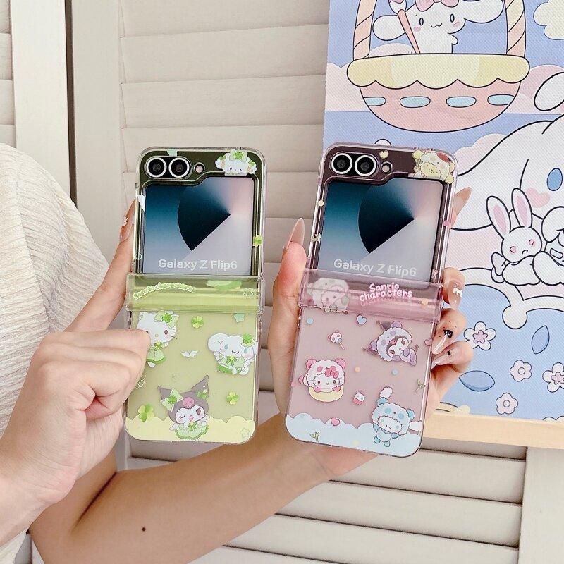 Tương thích với Samsung Galaxy ZFlip7 ZFlip6 Vỏ điện thoại Sanrio dễ thương bao gồm dây buộc gấp vỏ cứng thích hợp cho Z Flip 7 6 5 4 3 5G N3 Flip Mix Flip 2 vỏ bảo vệ