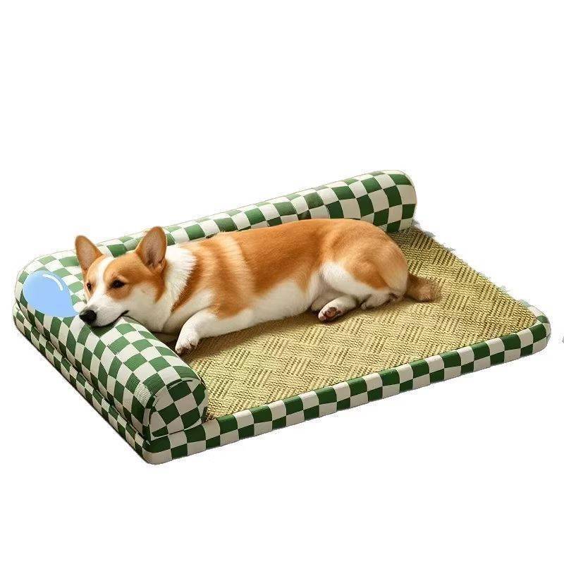 【Ready Stock】 Summer Pet Mat Pad for Cats and Dogs Ice Silk Sleeping Nest Removable and Washable Anti-Bite Durable Doghouse Cathouse Ice Pad Cool Pad cBb9