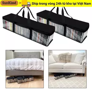 Hộp đựng bộ sưu tập SUNKISSD, Túi lưu trữ trong suốt di động, có tay cầm có dây kéo Chống bụi Sinh viên có thể xếp chồng lớn