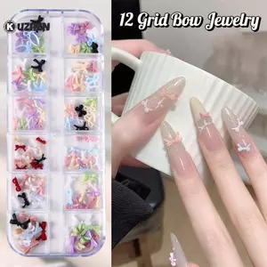 KUZHEN 12 Lưới Nhiều Màu Nơ Móng Tay Nghệ Thuật Quyến Rũ Mini Dây Đáng Yêu Thắt Nơ Nhựa Trang Trí Móng Tay Cho DIY Bông Tai Nail Suppli HOT