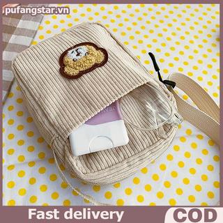 Pufangstar Di Động Corduroy Gấu Điện Thoại Túi Đeo Ngang Điện Thoại Di Động Ví Đựng Tiền Xu Thời Trang Túi Nhỏ Corduroy Túi Mini VN