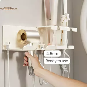 TRTR Đa Năng Máy Sấy Tóc Giá Đỡ Tích Hợp Dung Tích Lớn Lưu Trữ Treo Tường Không Khoan Tổ Chức Buet Nhôm Phòng Tắm Ra Cho Gia Đình Phòng Tắm VN