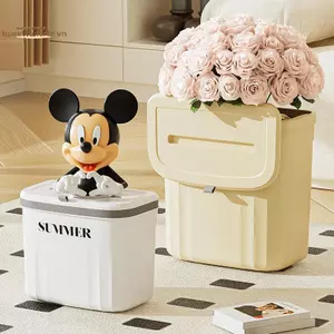TRTR Tủ Hộ Gia Đình Cửa Treo Tường Thùng Rác Có Thể Trượt Nắp Đường Kính Lớn Thùng Rác Nhà Bếp Phòng Tắm Khử Mùi Thùng Rác VN