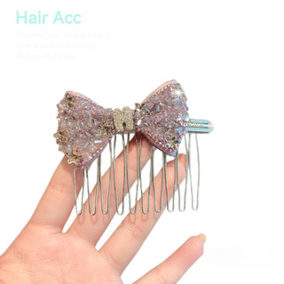 Nhấp Nháy Kim Cương Giả Màu Hồng Nơ Lên Trên Xuống Lược Tóc Nữ Đầu Lưng Gãy Tóc Tidying Trán Nổ Tóc Lược Dụng Cụ Tiện Dụng