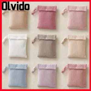 Túi đựng tã OLVIDO Muslin, Túi đựng tã mẹ bằng vải Cotton 20 * 22cm, Túi xách màu trơn đa chức năng cho bé trai bé gái ngoài trời
