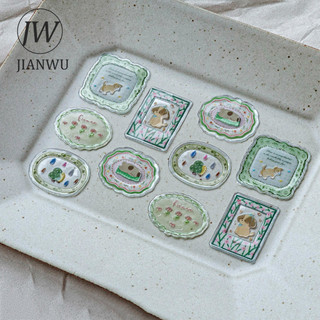JIANWU Người Yêu Đĩa Nhỏ Series Vintage Ren Biên Giới Phong Cảnh Chất Liệu Cắt Dán Keo Dán Sáng Tạo DIY Tạp Chí Văn Phòng Phẩm