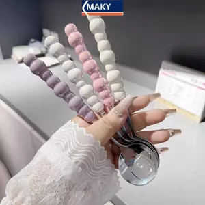 MAKY Ngọc Trai Tay Cầm Thìa Inox Khuấy Thìa Kem Bánh Món Tráng Miệng Thìa Thanh Phụ Kiện Nhà Bếp Đảng Dao Kéo Tiện Ích VN