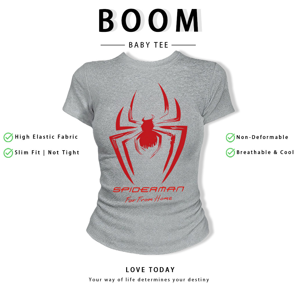 BOOM Áo Baby Tee Nữ Cotton Ôm Body-Áo Thun Ngắn Tay Y2K In Hình PhongCách Mùa Hè, Cổ Tròn Hàng Đầucách hàn quốc phongV79