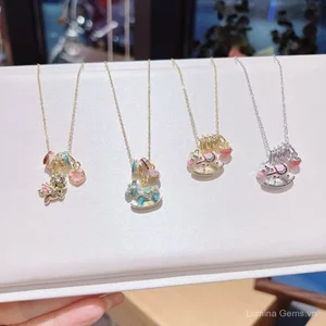 2026 Cung Hoàng Đạo Năm Ngựa Pony Mặt Dây Chuyền Vòng Cổ Xương Đòn Dây Xích Công Nghiệp Nặng Vẽ Tay Men Nhiều Màu Sắc Pony