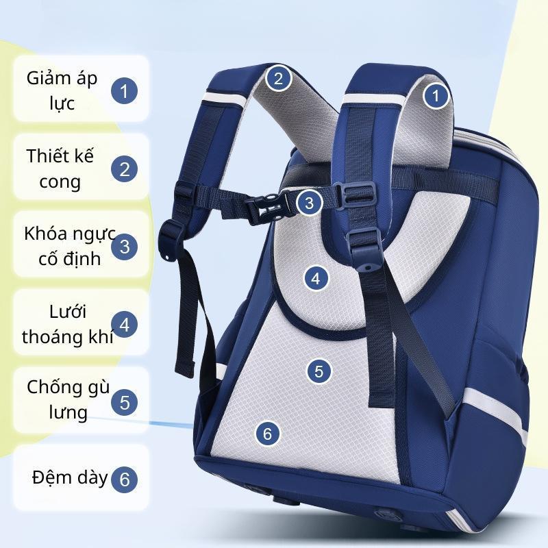 Balo Chống Gù Chống Thấm Nước, Balo Cho Bé Mẫu Mới Hình Nơ Basic Dáng Form Hộp Phù Hợp Bé Lớp 3 đến Lớp 6