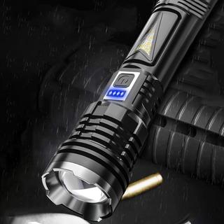Đèn pin ngoài trời công suất cao, sạc lại được, chống nước, hiển thị dung lượng pin, LED đèn pin tìm kiếm. đèn cảnh báo