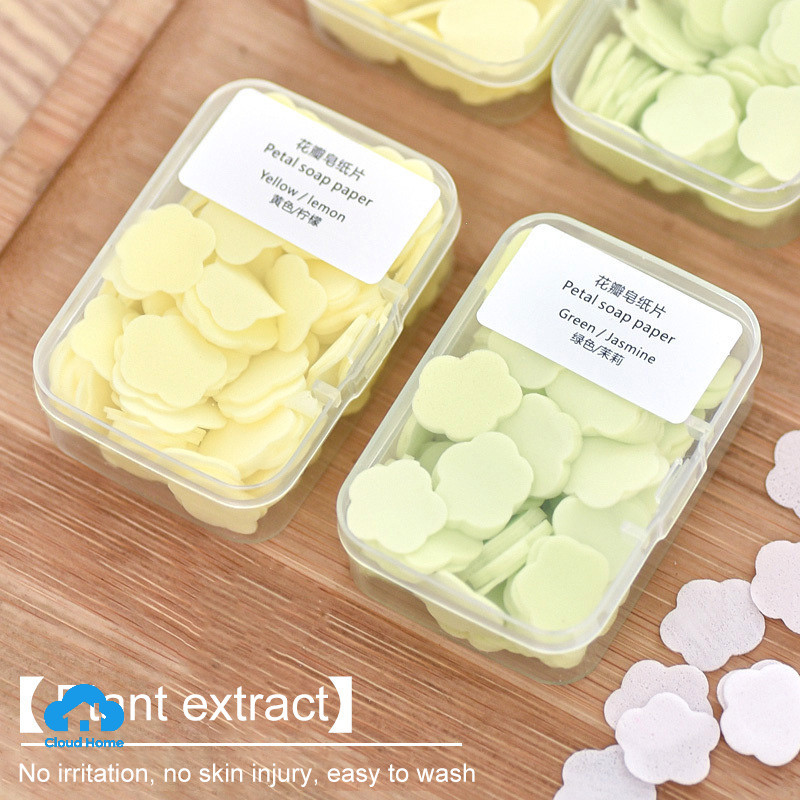 🌤️COD🌤️Hộp Xà Phòng Giấy Rửa Tay Hình Bông Hoa Nhỏ Dễ Thương Dùng Một Lần Tiện Lợi, Nhỏ Gọn