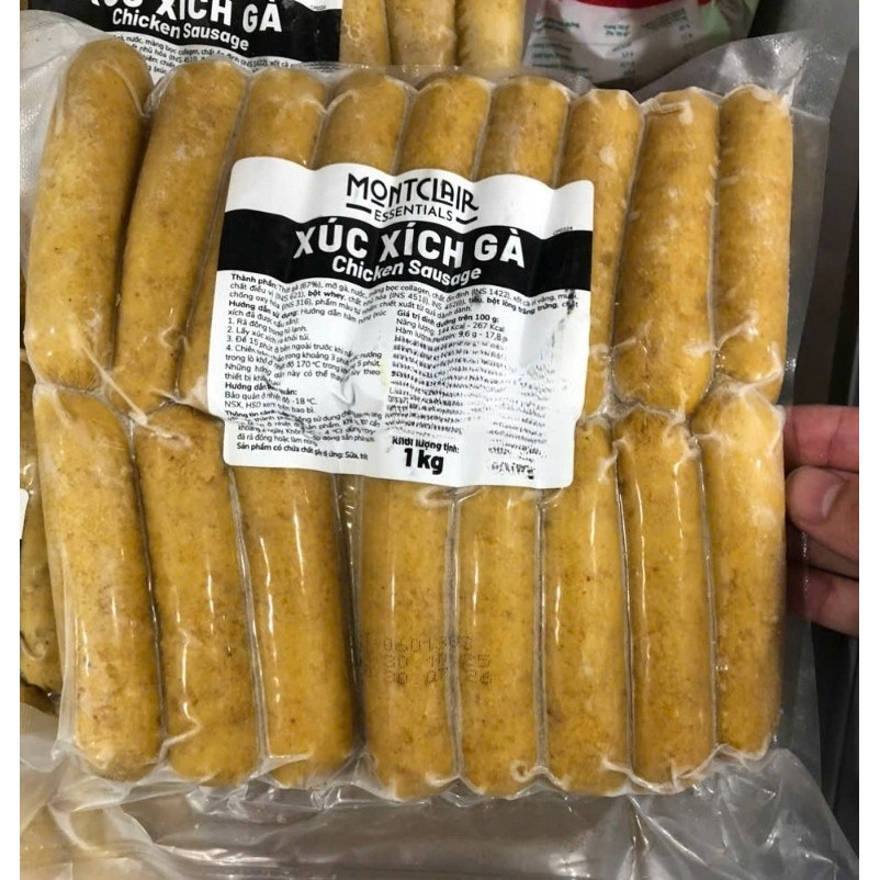 Xúc Xích Gà Montclair Essentials 1kg Chicken Sausage Chế Biến Từ Thịt Gà Tươi Giàu Protein Dễ Ăn