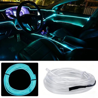 Đèn led dây linh hoạt 5m 10 màu cho nội thất ô tô Dây đèn led ánh sáng neon,5m,Kết nối USB,Xanh băng