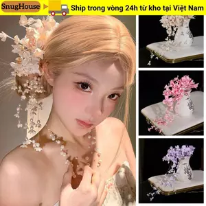 Kẹp tóc hoa SNUGHOUSE, Kẹp bên tua rua sang trọng, Kẹp bên phong cách Trung Quốc Mũ cô dâu