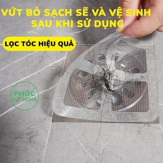 Bộ 50 Miếng Dán Thoát Sàn Chống Tắc Cống Thông Minh - Lưới Lọc Cặn Bẩn Nhà Vệ Sinh Chặn Côn Trùng Siêu Dính 10x10cm
