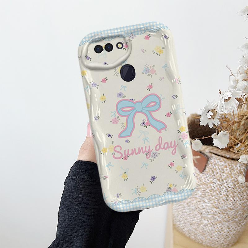 Ốp Lưng Cho OPPO A5S A12 F9 F9 Pro Phim Hoạt Hình Vỏ Kem Nơ Cặp Đôi Mềm TPU 3D Sóng Silicon Vỏ Điện Thoại