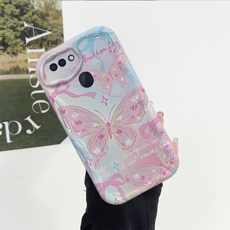 Ốp Lưng Cho OPPO A5S A12 F9 F9 Pro Phim Hoạt Hình Kem Cặp Đôi Bướm Mềm TPU 3D Sóng Silicon Vỏ Điện Thoại