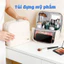 Túi Đựng Mỹ Phẩm Cao Cấp Có Gương Da PU Chống Thấm, Ngăn Chia Thông Minh, Tiện Du Lịch