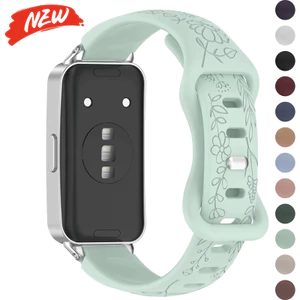 Dây đeo họa tiết chạm khắc hoa hướng dương cho Huawei Band 11 / 11Pro / 10 8 9 Dây đeo đồng hồ mềm có thể điều chỉnh có thể thay thế