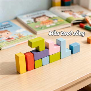 Gỗ Tetris Xếp Hình Montessori Khối Tư Duy Logic Sáng Tạo Chơi Trẻ Em Đồ Chơi Học Tập 40 Chiếc