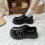 Chân Rộng Béo Plus Size Giày Nữ 35-43 Nền Tảng Dày Gót Toe Giày Da Nhỏ Nữ Retro Anh Nhật Bản Giày jk