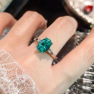 Châu Âu Mỹ ins Phong Cách Mới Nhẫn Zircon Nhiều Màu Sắc Nữ