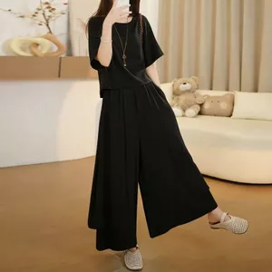 Thời Trang Mặc Phù Hợp Với Nữ Mùa Hè 2026 Kích Thước Lớn Rời Ôm Hơn Nhìn Lười Sang Trọng Top Ống Rộng Culottes Một Bộ