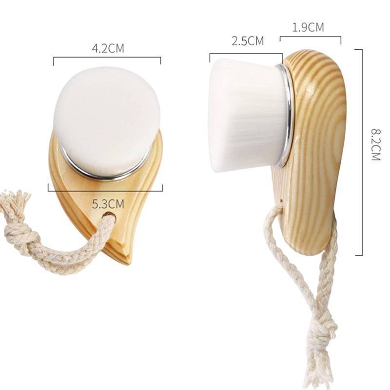 Springevenstar 1 Bàn chải làm sạch da mặt có tay cầm bằng gỗ Hướng dẫn sử dụng Máy mát xa mặt mềm Da lỗ chân lông Bàn chải làm sạch Bàn chải chăm sóc da mặt Dụng cụ làm đẹp Springevenstar