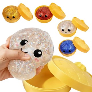 Đầy Màu Sắc Lấp Lánh Bánh Bao Fidget Đồ Chơi Cảm Giác Kawaii Bun Căng Thẳng Bóng Với Thực Phẩm Hấp Co Giãn Bàn Đồ Chơi Bóp Bột Bóng