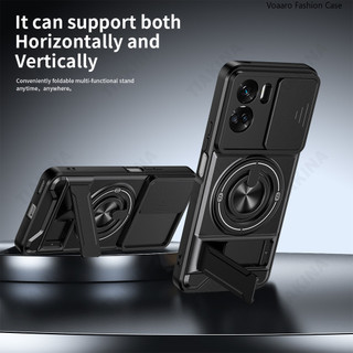Mới Trượt Ống Kính Funda Cho Honor 90 Lite 5G Ốp Lưng Xoay Vòng Từ Tính Đứng Dành Cho Honor 90 Lite Ốp Lưng Có Thể Gập Lại Chân Đế Vỏ Giáp