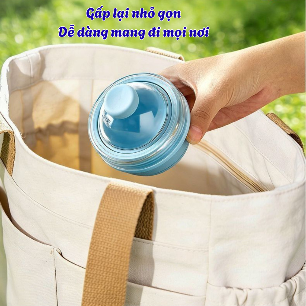 Cốc Gấp Gọn HomeMate 2in1 Làm Đá Viên – Cốc Silicone Du Lịch Kèm Ống Hút, Khuôn Làm Đá Mini Tiện Lợi 2026