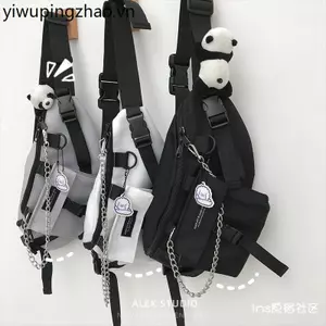 Hàn Quốc Hàn Quốc ins Nhật Bản Bông Tai Kẹp Dụng Cụ Ngực Túi Nam Nữ Đen Sinh Viên Túi Sang Trọng Phong Cách Hồng Kông Chụp Đường Phố Túi Thắt Lưng Hợp Thời Trang