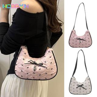 Túi Tote HOBBYIN, Túi Đeo Vai Thường Ngày Dung Tích Lớn, Thiết Kế Màu Hồng Trắng Nơ Satchels Túi Thiếu Niên Bé Gái