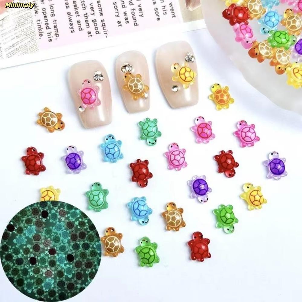 [Vận chuyển nhanh] MINIMALY 100 chiếc Rùa phát sáng, Động vật nhựa mini màu Dopamine phát sáng trong tối, Phim hoạt hình DIY dễ thương Quyến rũ móng tay rùa nhỏ Trang trí sân vườn cổ tích