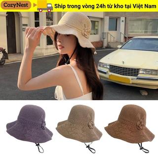 Mũ đan COZYNEST, Mũ xô thoáng khí vành rộng, Mũ che nắng có thể gập lại chống tia cực tím dành cho nữ