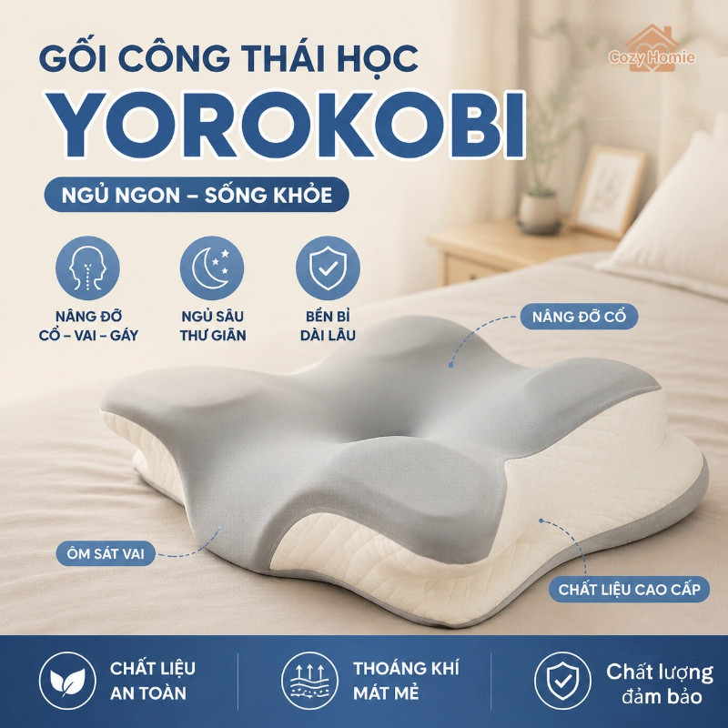Gối công thái học hình bướm, mút hoạt tính cao cấp, nâng đỡ cổ và vai, thoáng khí và mềm mại, giúp ngăn ngừa ngáy ngủ.