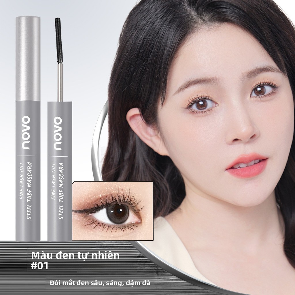 【SIÊU BỀN & CHỐNG NƯỚC】Mascara Ống Nhỏ NOVO - 1 Lần Chải, Mi Cong Vút, Dài Dày Rõ Rệt, Cả Ngày Không Sợ Lem