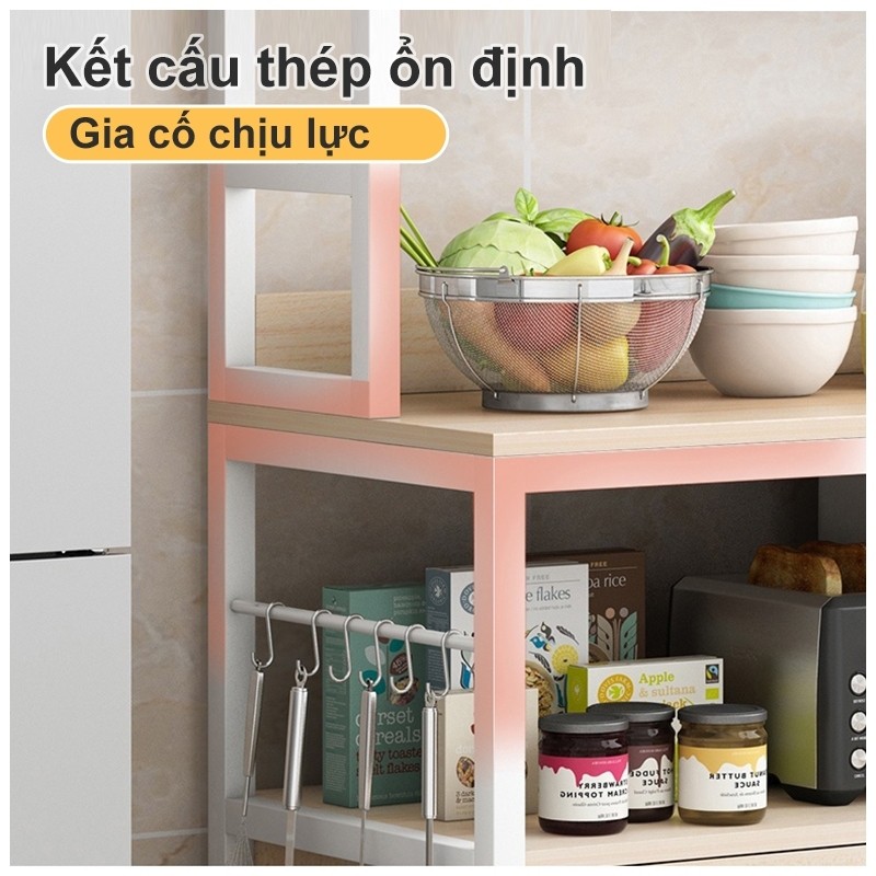Kệ bếp Có Tủ Cao Cấp Kệ Lò Vi Sóng Đa Năng Kệ Trí Khung Sắt Năng MDF Dày Bền Vững Sang Trọng