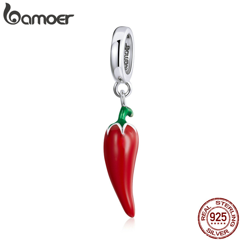 Hạt Charm Bamoer BSC461 thiết kế quả ớt nhỏ đáng yêu, bạc 925