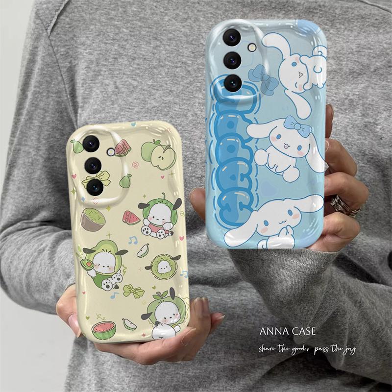 Ốp Lưng Cho Samsung Galaxy A04S A05S A13 A14 A15 A16 A17 A25 A35 A55 A56 4G 5G Phim Hoạt Hình Kem Sanrio Cặp Đôi Mềm TPU 3D Sóng Silicon Vỏ Điện Thoại