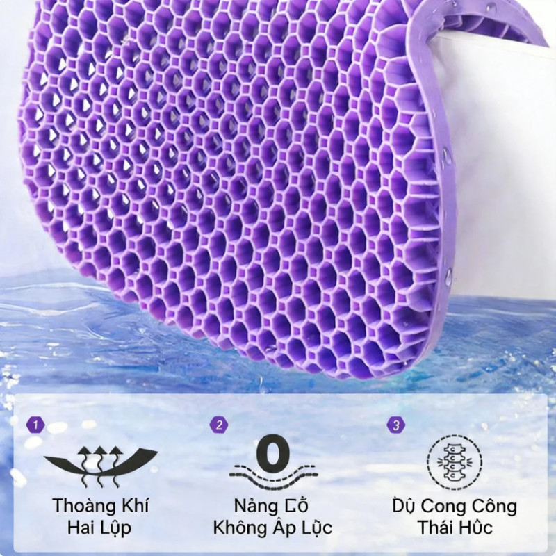 Đệm Ngồi Gel Tổ Ong 3D Thoáng Khí, Chống Trượt, Giảm Đau Mỏi Lưng, Thích Hợp Cho Việc Học Tập, Làm Việc Và Lái Xe