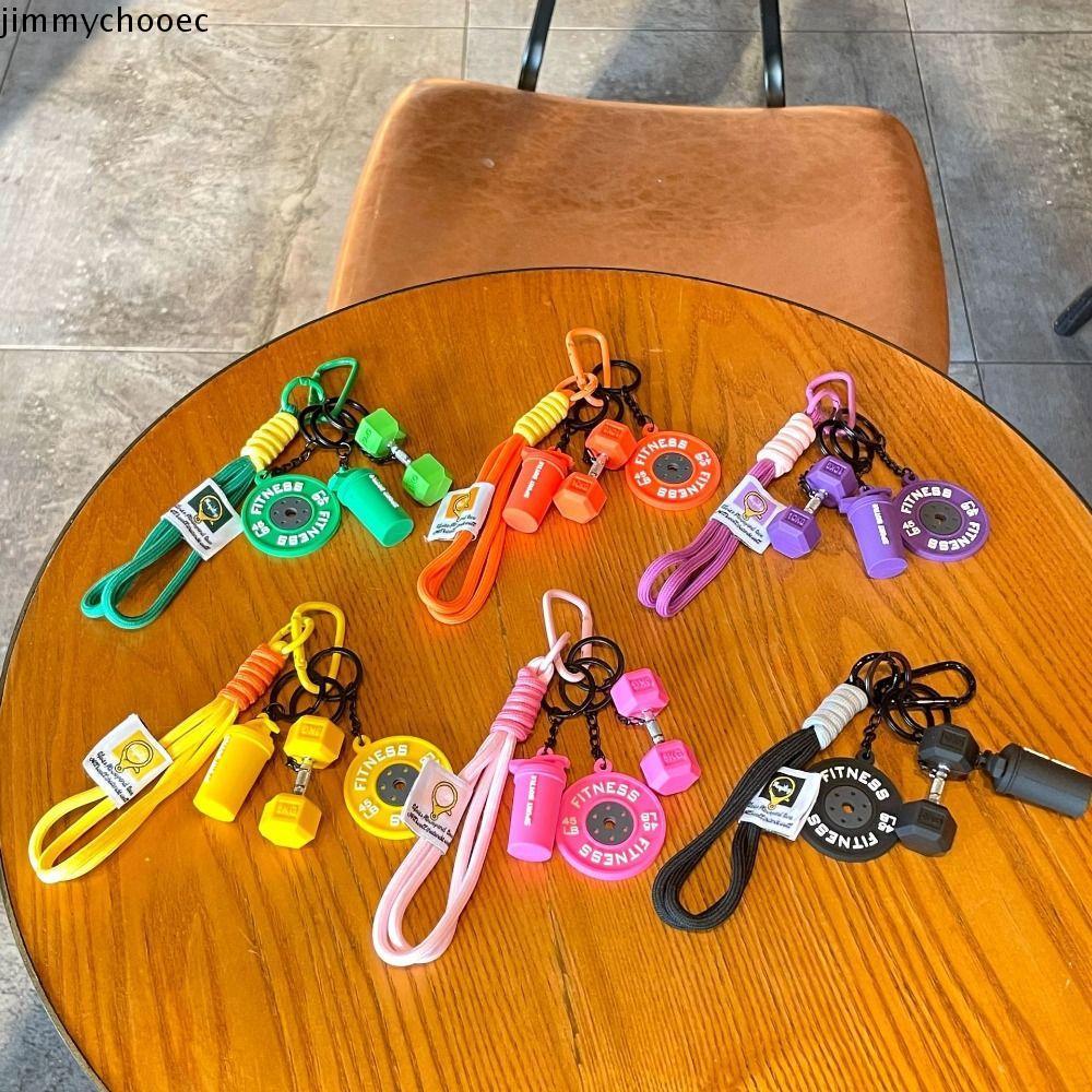 JIMMYCHOOEC Barbell Tấm Móc Khóa, Có Thể Tháo Rời INS Mô Phỏng Quả Tạ Móc Khóa, Chìa Khóa Ô Tô Trang Trí Cốc Nước Túi Dopamine Charm Fitness Series Quà Tặng Mặt Dây Chuyền