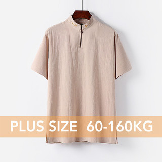 Áo thun nam plus size phong cách Trung Hoa, vải cotton lanh mỏng, tay ngắn, phù hợp mùa hè
