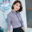 S-5XL Áo Sơ Mi Sọc Cổ Thời Trang Nữ Tay Dài Công Sở Áo Sơ Mi