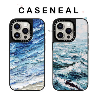 CASENEAL Tranh sơn dầu sóng Vỏ điện thoại gương chất lượng cao Thích hợp cho iPhone 17ProMax 17pro 17 air 16promax 16 15promax 15 14promax 13 13promax Ốp lưng cứng chống rơi thời trang