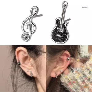 SUIT Tiny Post Bông tai Music-Note Guitar Stud Bông tai bất đối xứng