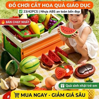 Bộ đồ chơi cắt trái cây trẻ em bằng nhựa ABS Giả vờ chơi nam châm nhà bếp Velcro Quà tặng học tập