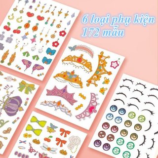 Trẻ Em Công Chúa Bộ Trang Điểm An Toàn Không Độc Hại Giấy Trang Điểm Miếng Dán Đồ Chơi Nghệ Thuật Quà Tặng Cô Gái Chơi Mang Theo Túi